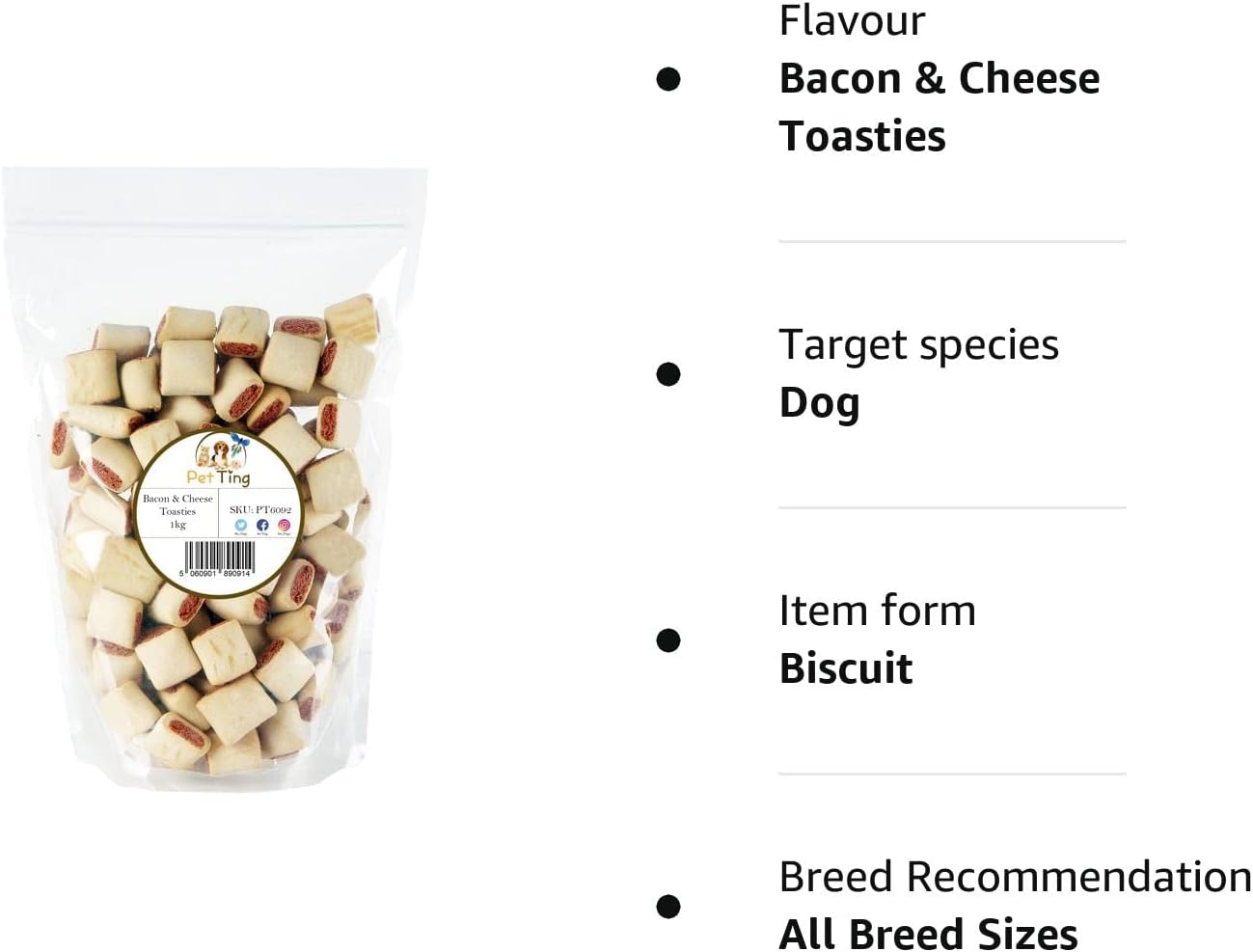 Bacon & Cheese Toasties Dog Biscuits 1kg