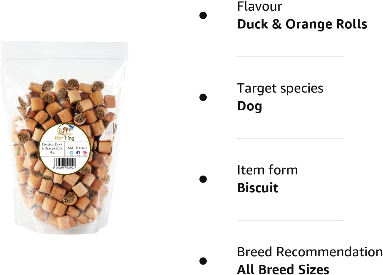 Duck & Orange Dog Biscuits 1kg