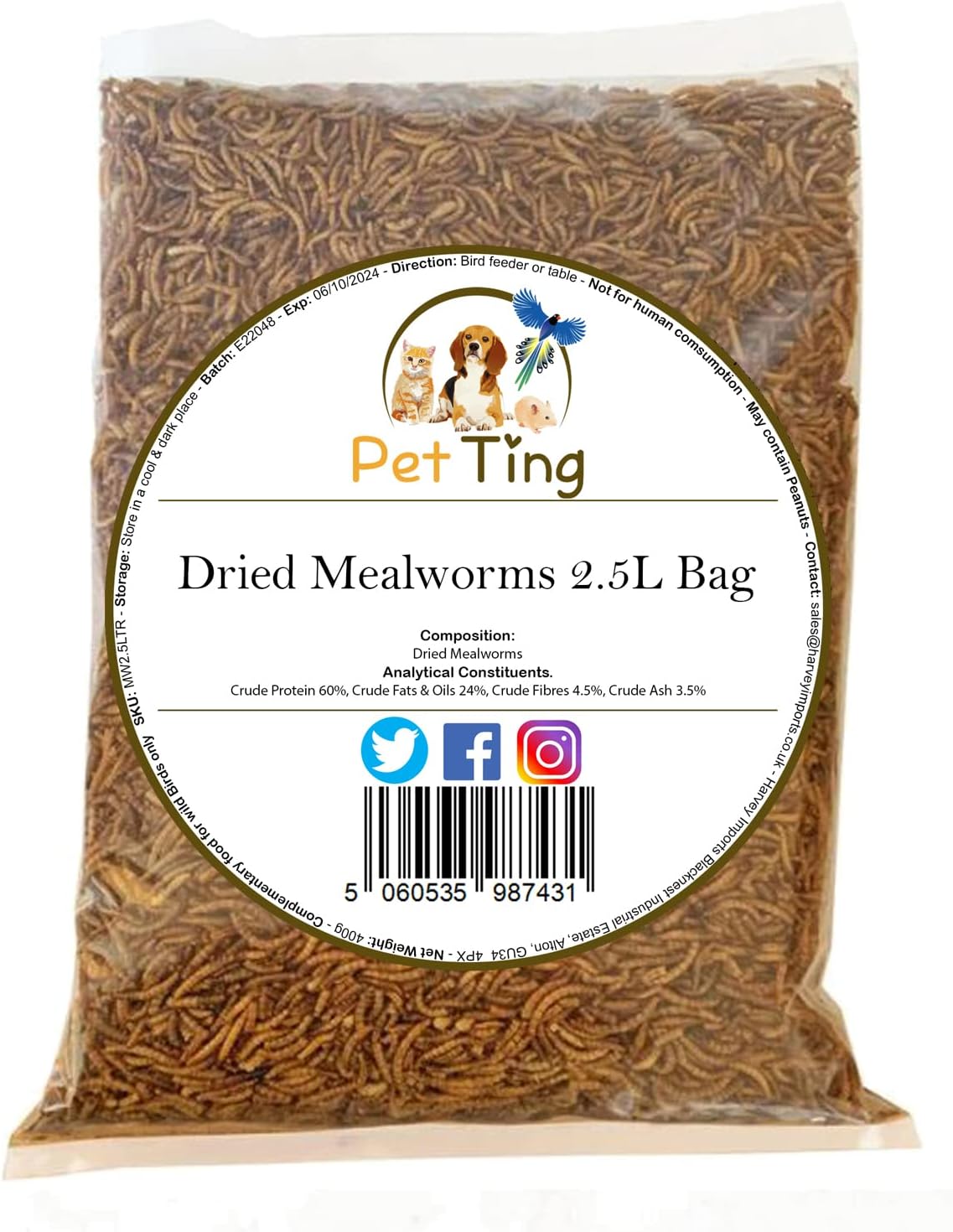 Dried Mealworms 2.5 Litre