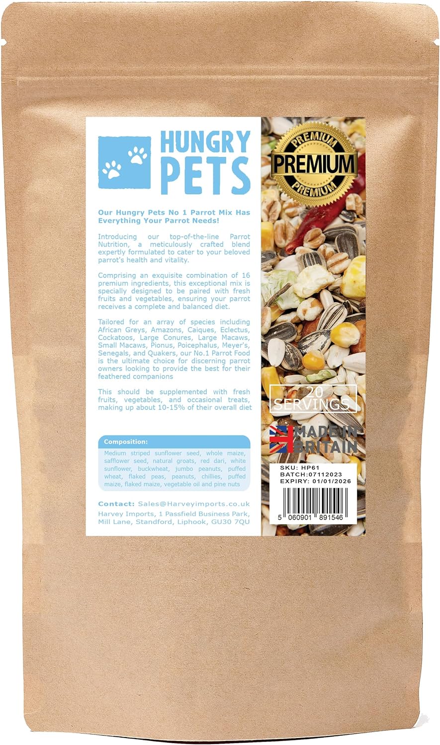 No1 Parrot Food 1KG Pouch